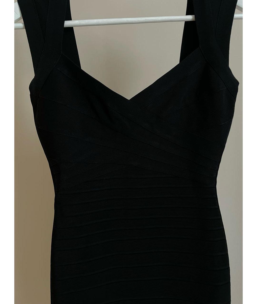 HERVE LEGER Черное хлопко-эластановое коктейльное платье, фото 4