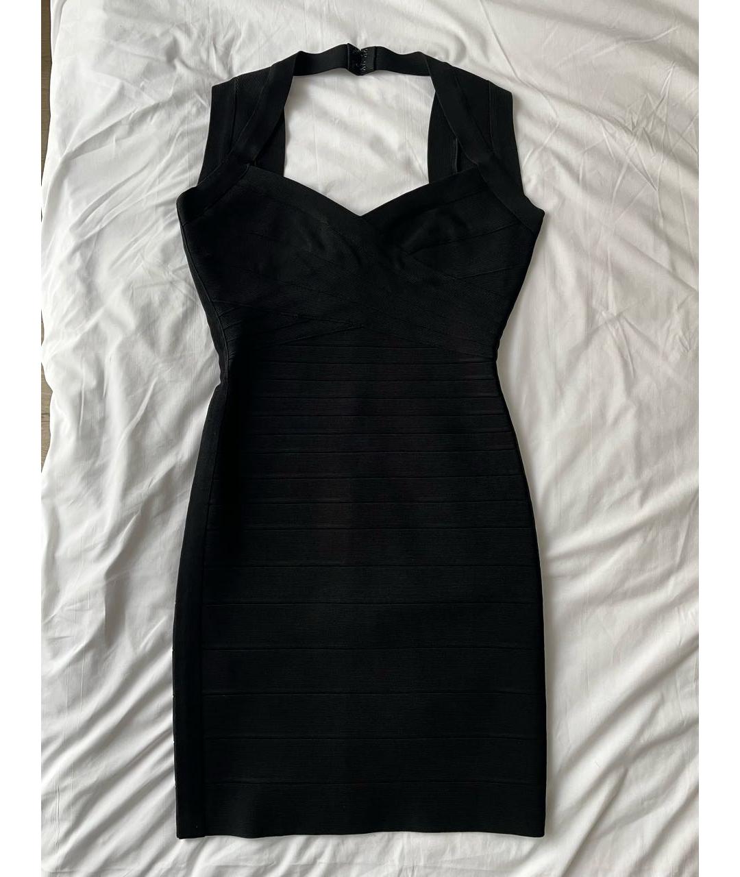 HERVE LEGER Черное хлопко-эластановое коктейльное платье, фото 5