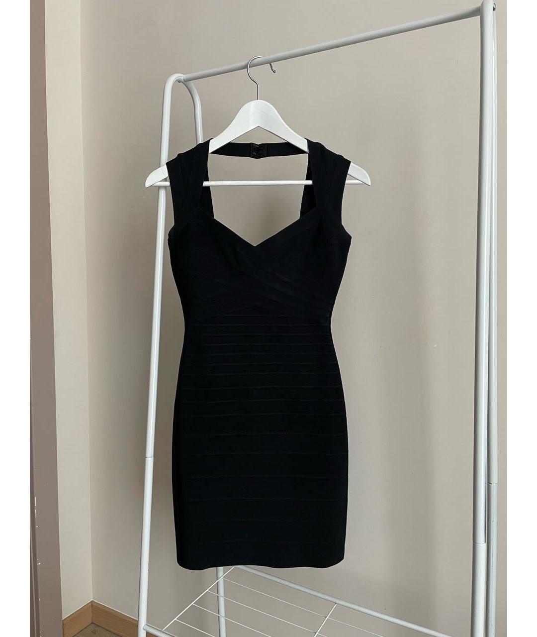 HERVE LEGER Черное хлопко-эластановое коктейльное платье, фото 7