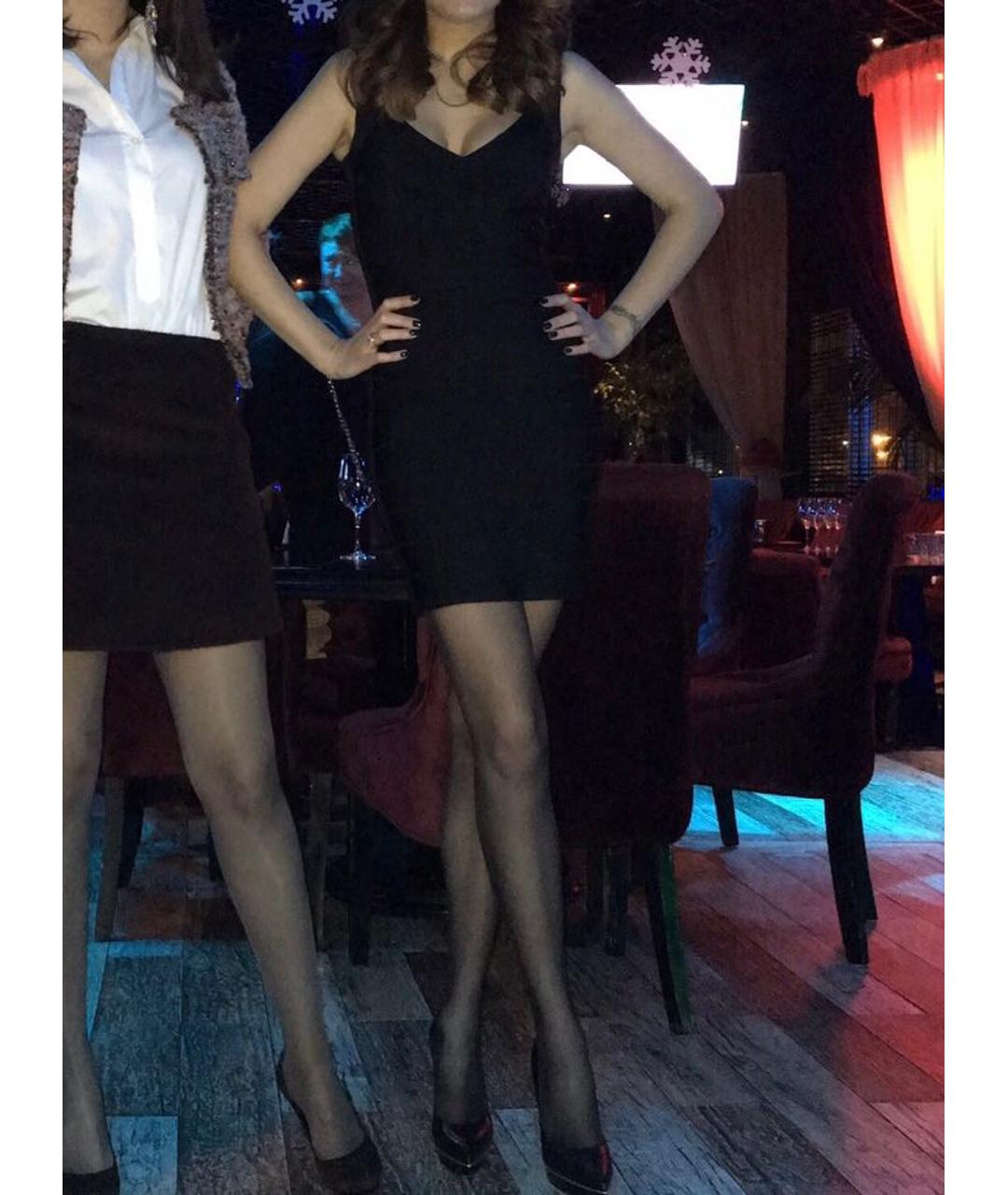 HERVE LEGER Черное хлопко-эластановое коктейльное платье, фото 6