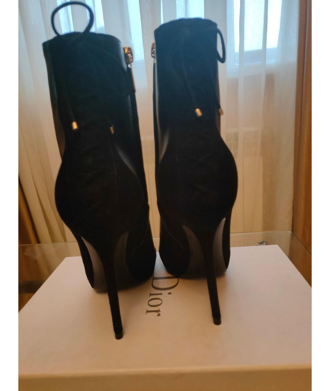 CHRISTIAN DIOR Черные кожаные ботильоны, фото 3