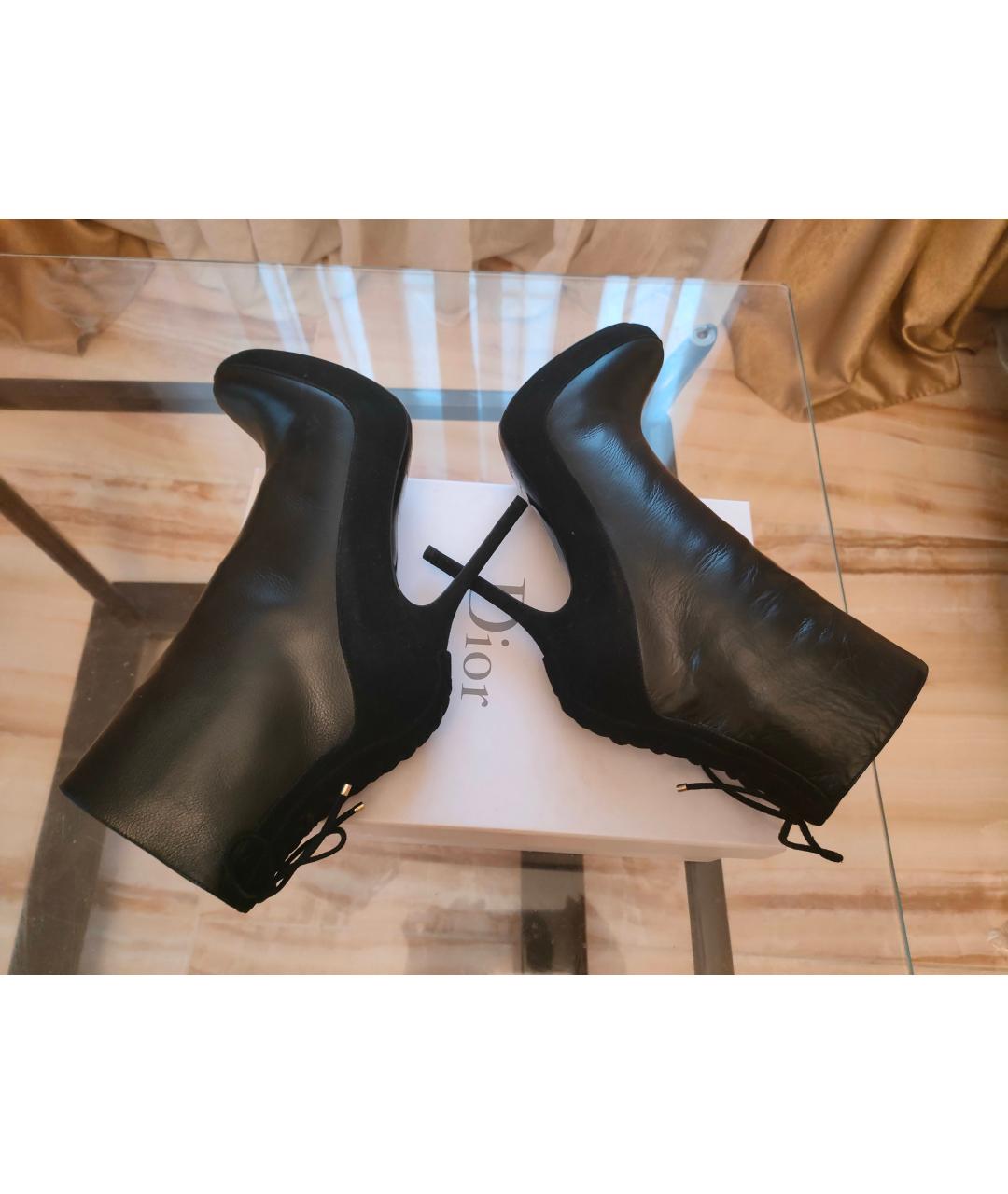 CHRISTIAN DIOR Черные кожаные ботильоны, фото 8