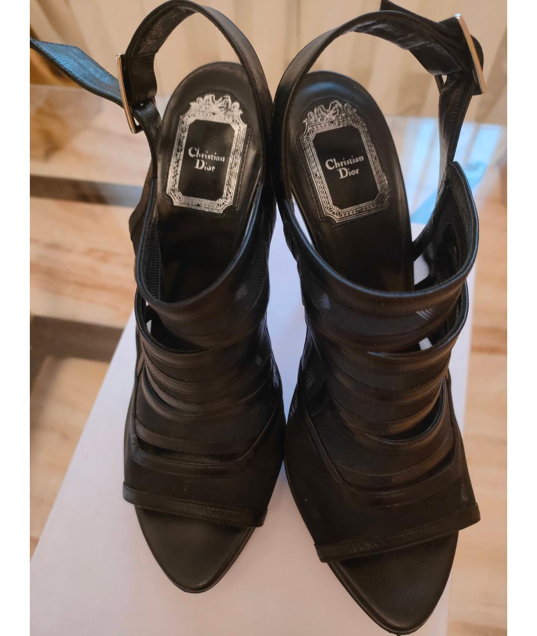 CHRISTIAN DIOR Черные кожаные босоножки, фото 2