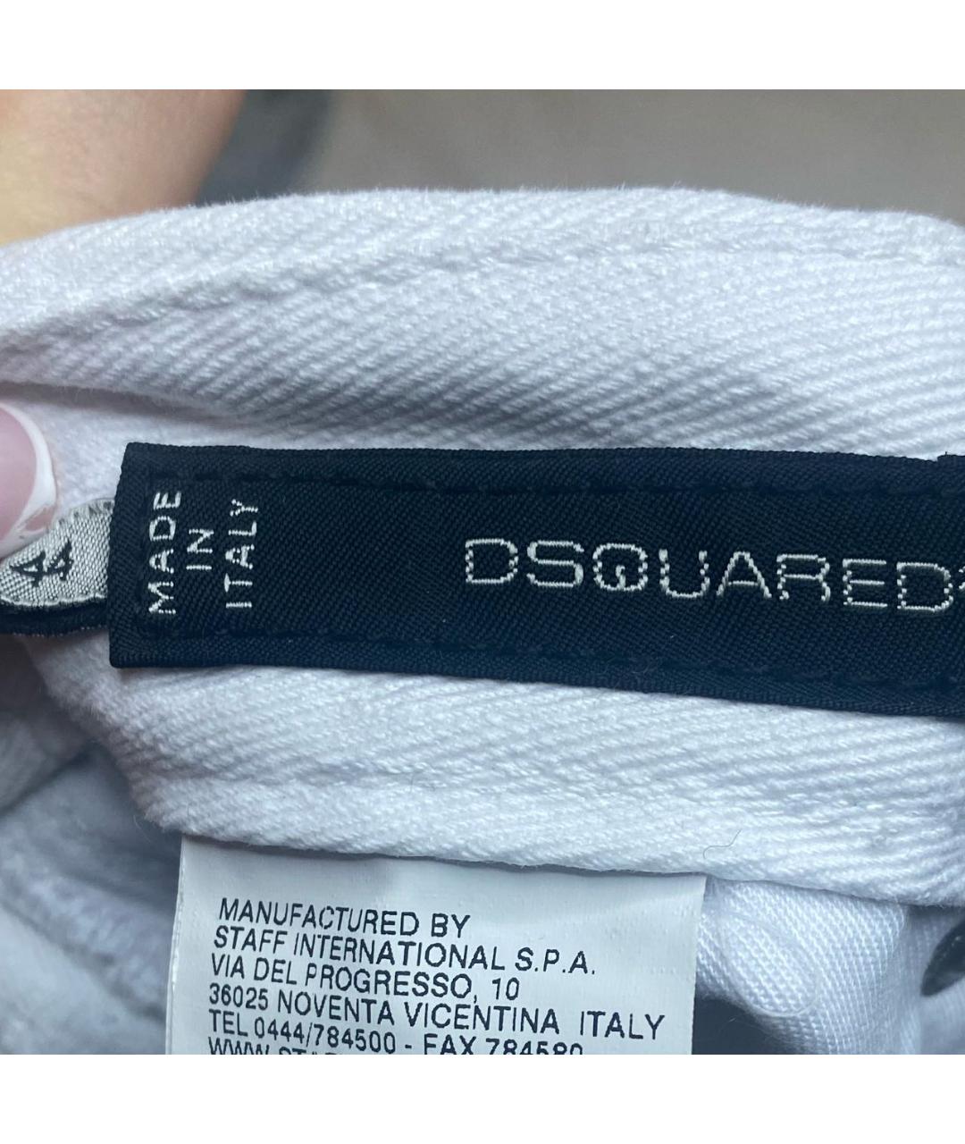 DSQUARED2 Белые хлопко-эластановые джинсы слим, фото 3