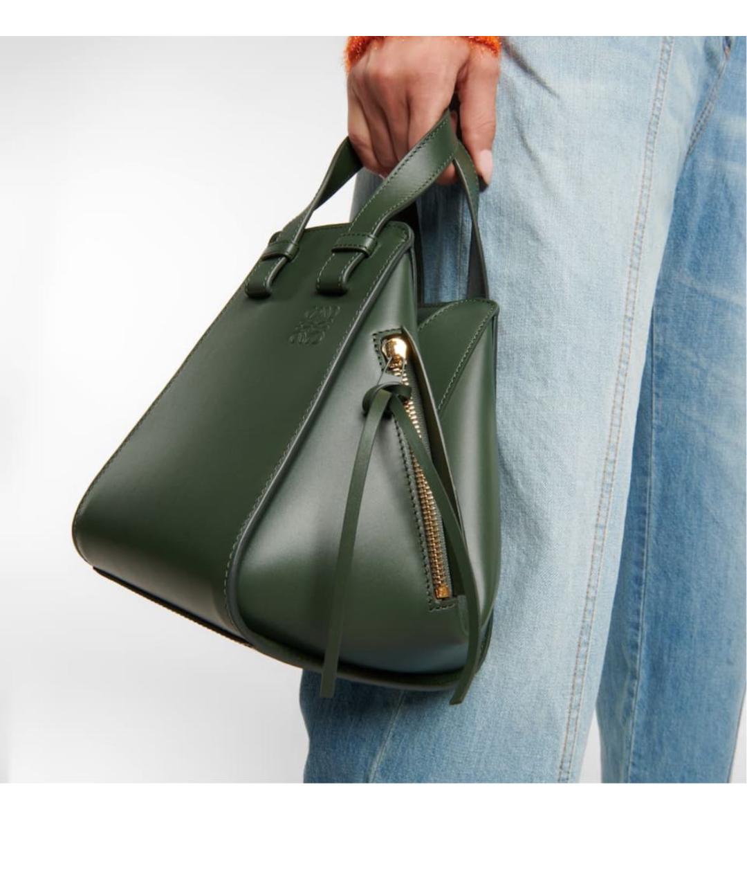 LOEWE Зеленая кожаная сумка с короткими ручками, фото 3