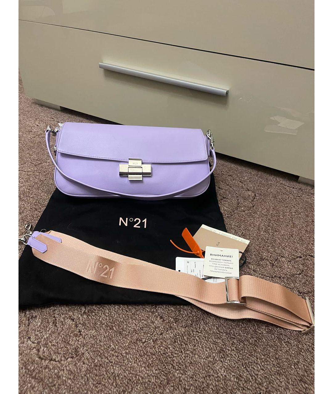NO. 21 Фиолетовая кожаная сумка через плечо, фото 2