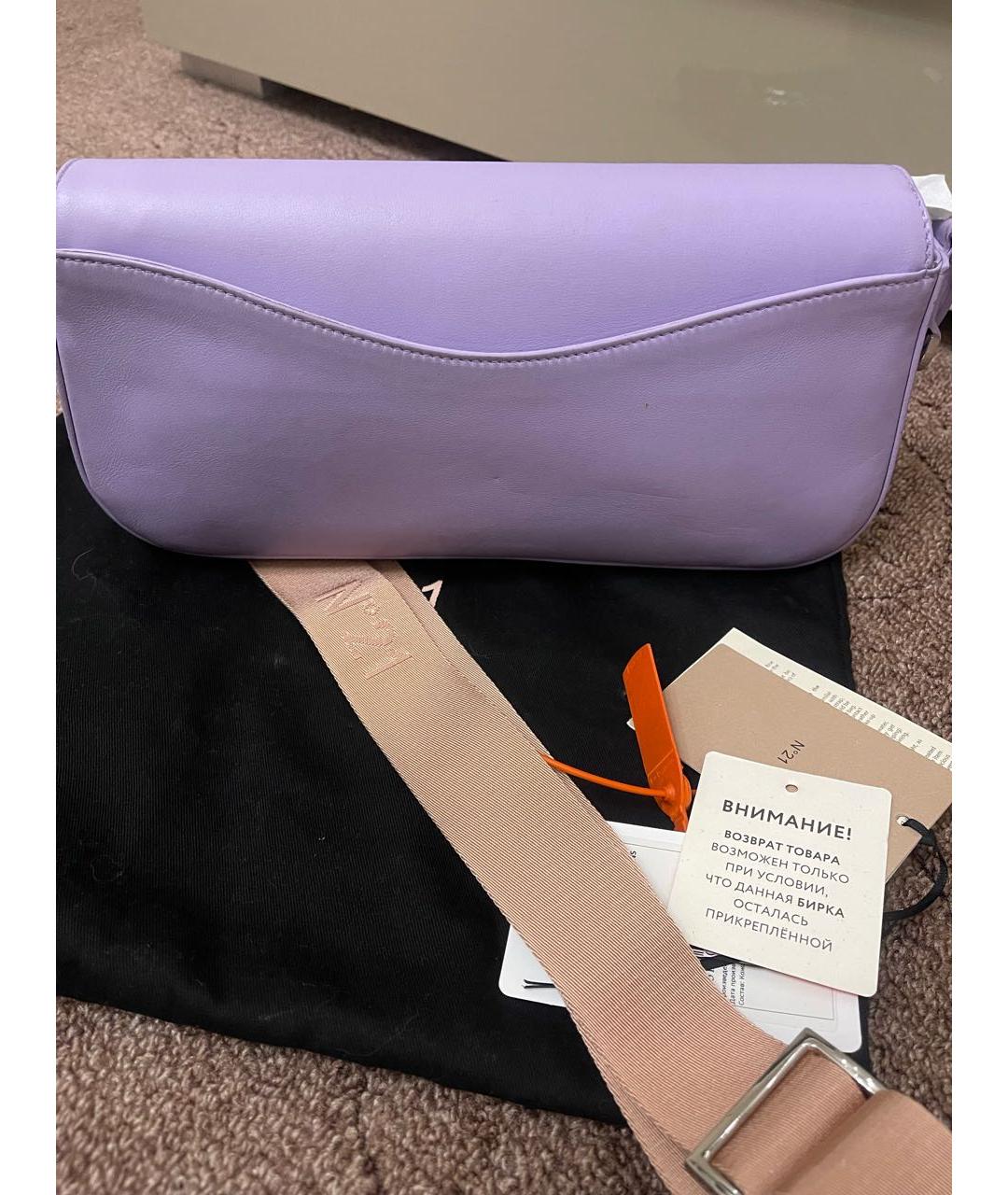 NO. 21 Фиолетовая кожаная сумка через плечо, фото 4