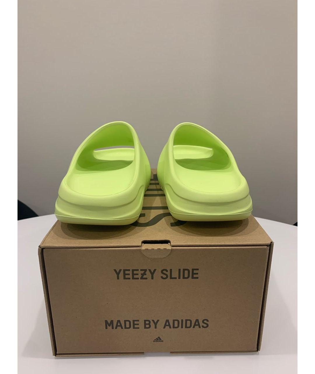 ADIDAS YEEZY Салатовые резиновые шлепанцы, фото 4