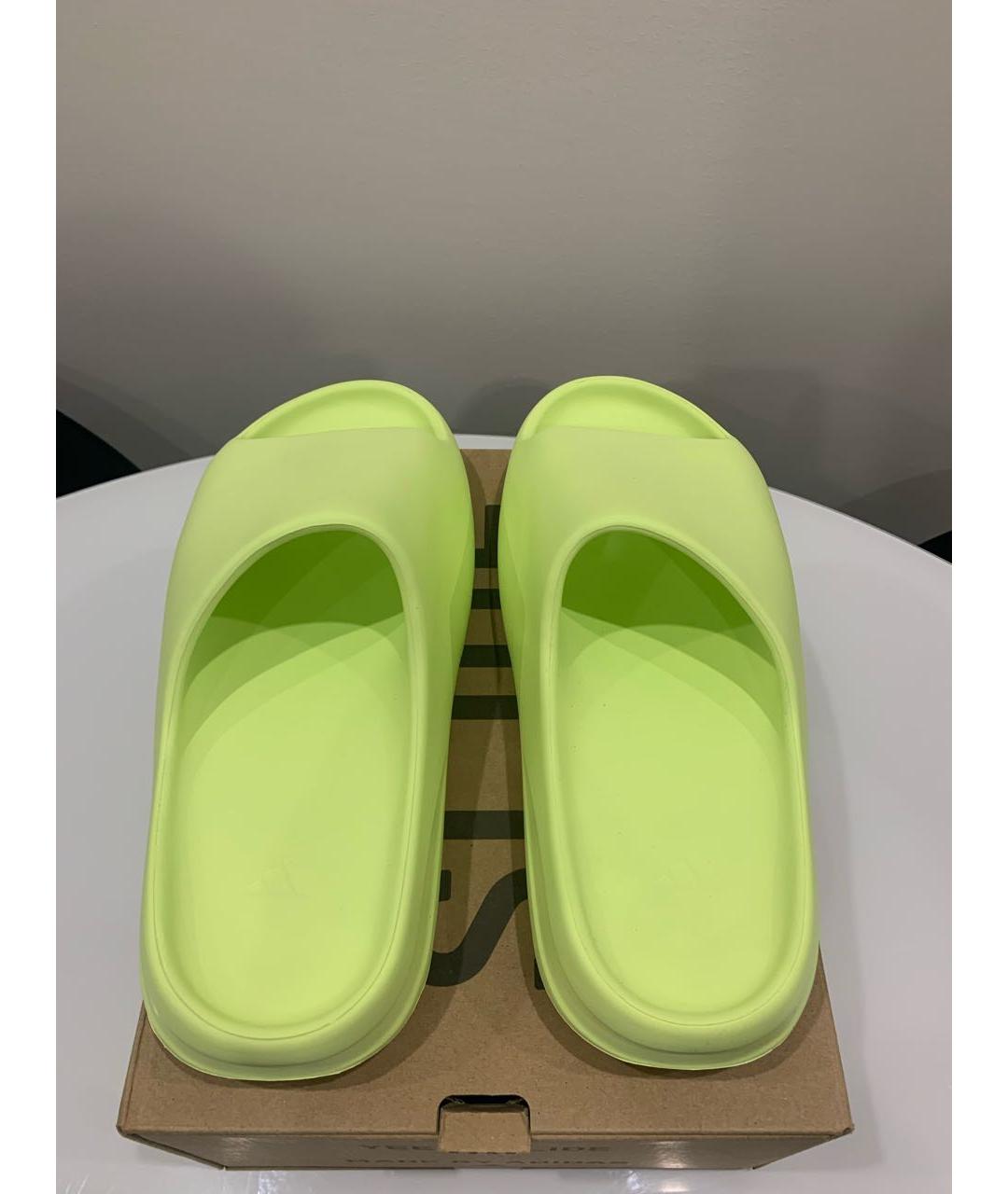 ADIDAS YEEZY Салатовые резиновые шлепанцы, фото 3