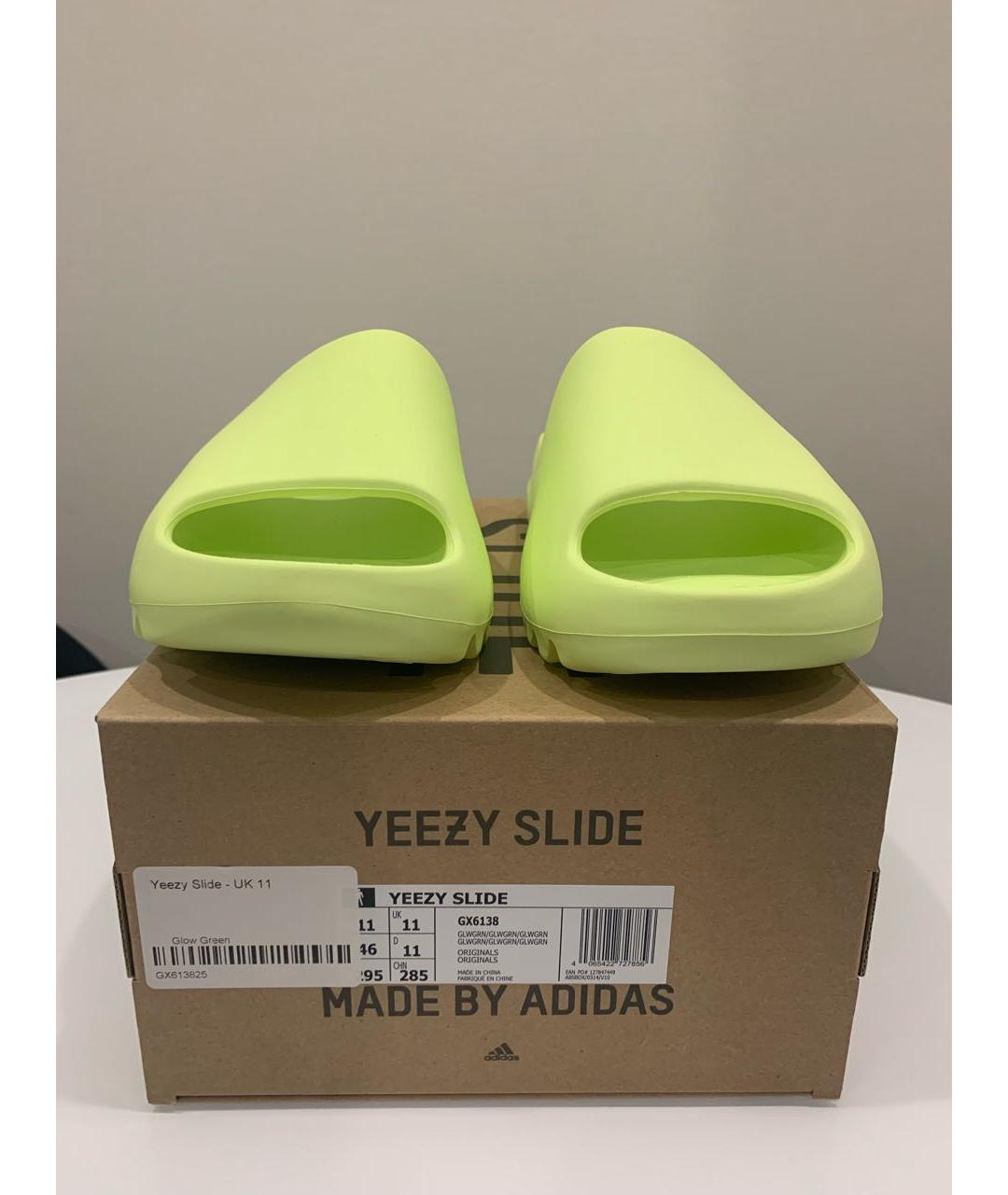 ADIDAS YEEZY Салатовые резиновые шлепанцы, фото 2