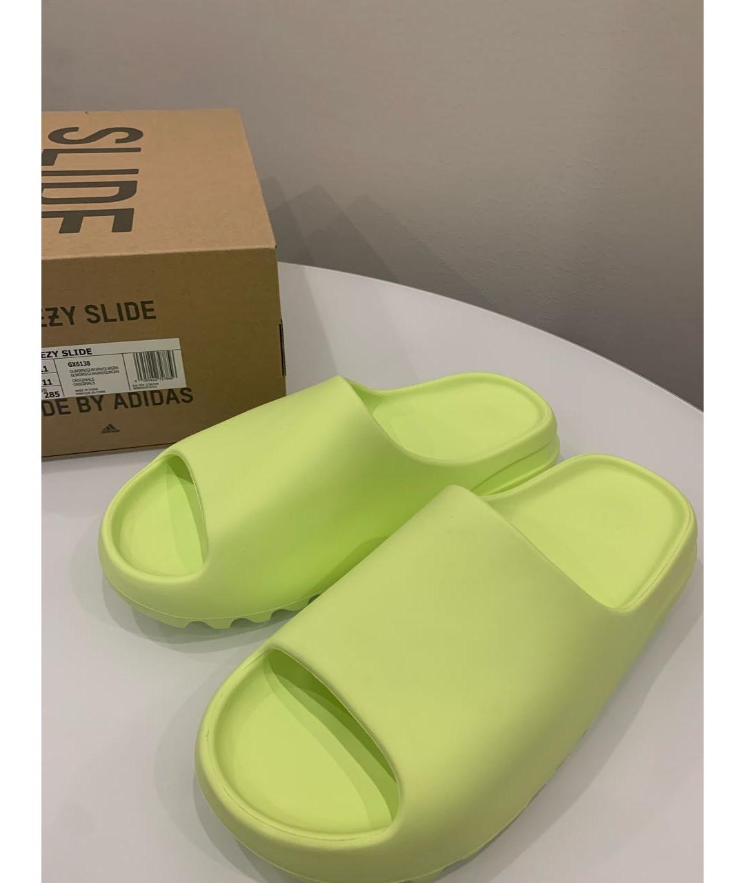 ADIDAS YEEZY Салатовые резиновые шлепанцы, фото 5