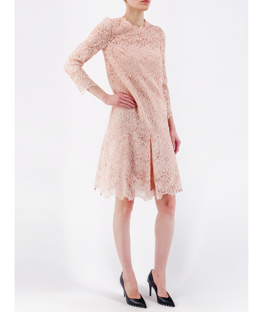 ERMANNO SCERVINO Розовое кружевное повседневное платье, фото 2