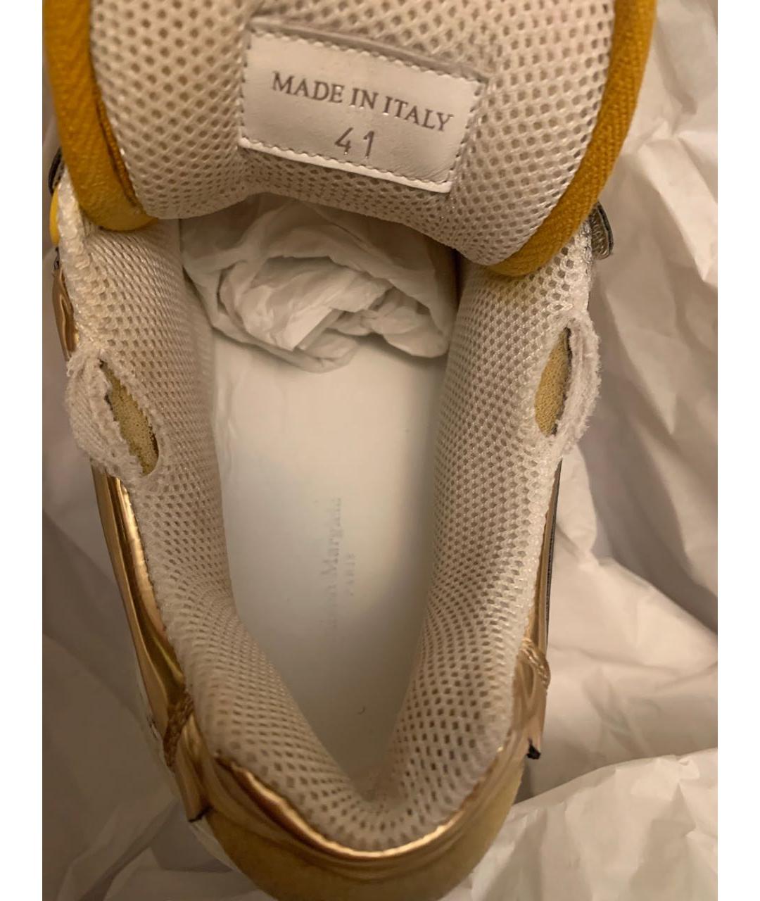 MAISON MARGIELA Золотые кроссовки из лакированной кожи, фото 6
