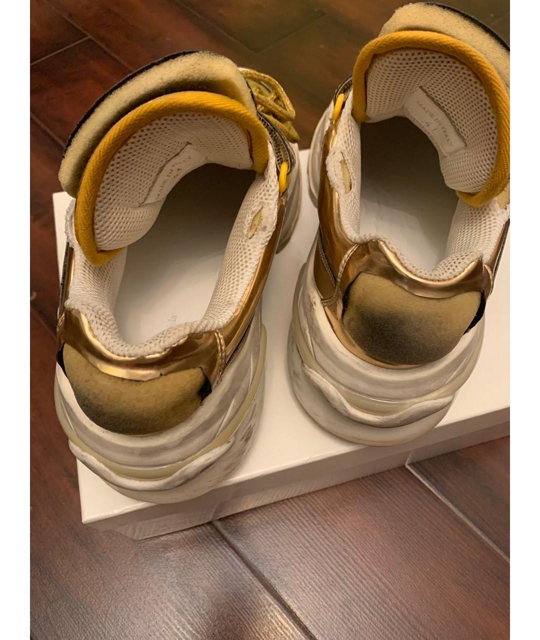 MAISON MARGIELA Золотые кроссовки из лакированной кожи, фото 7