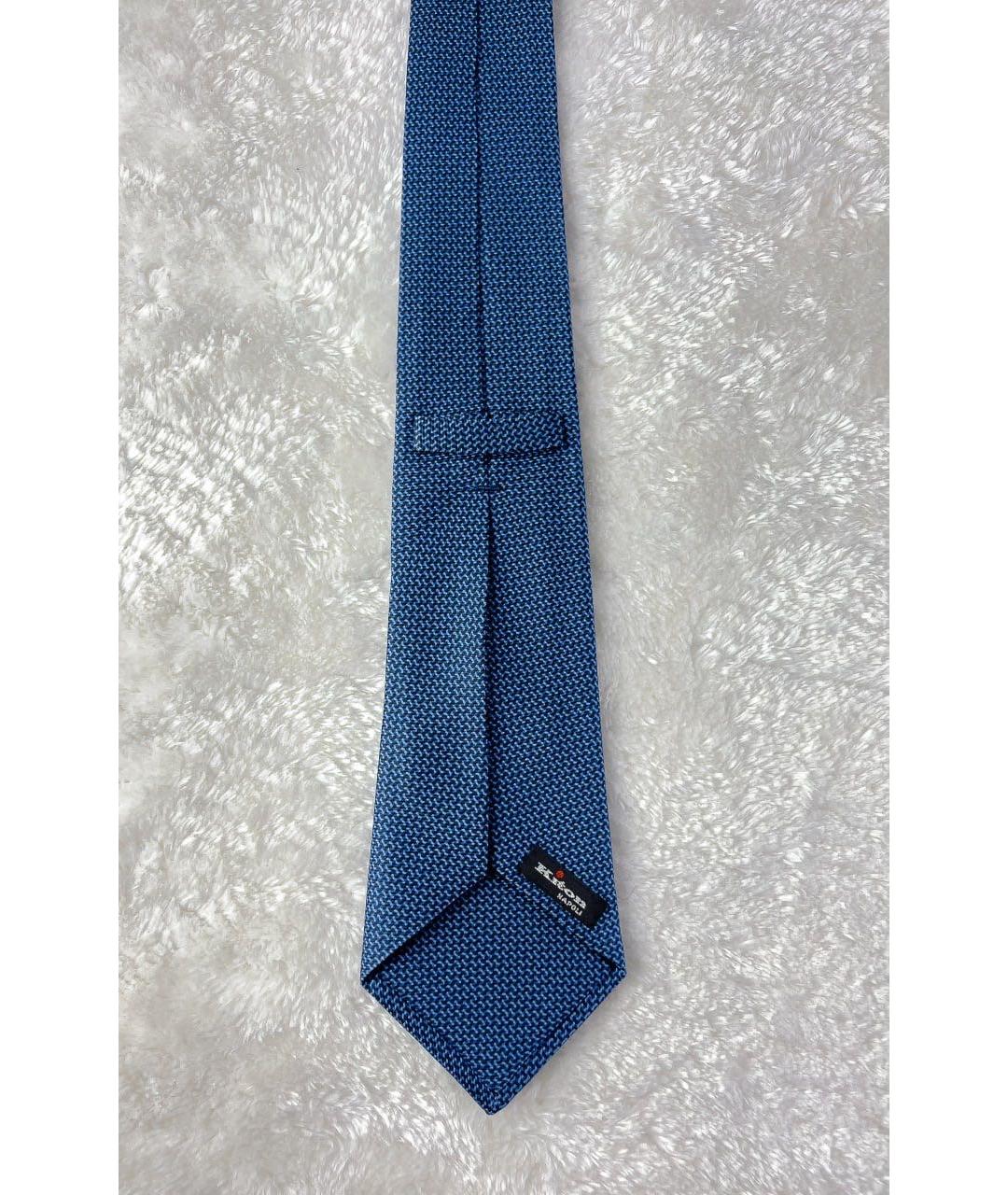 KITON Синий шелковый галстук, фото 3