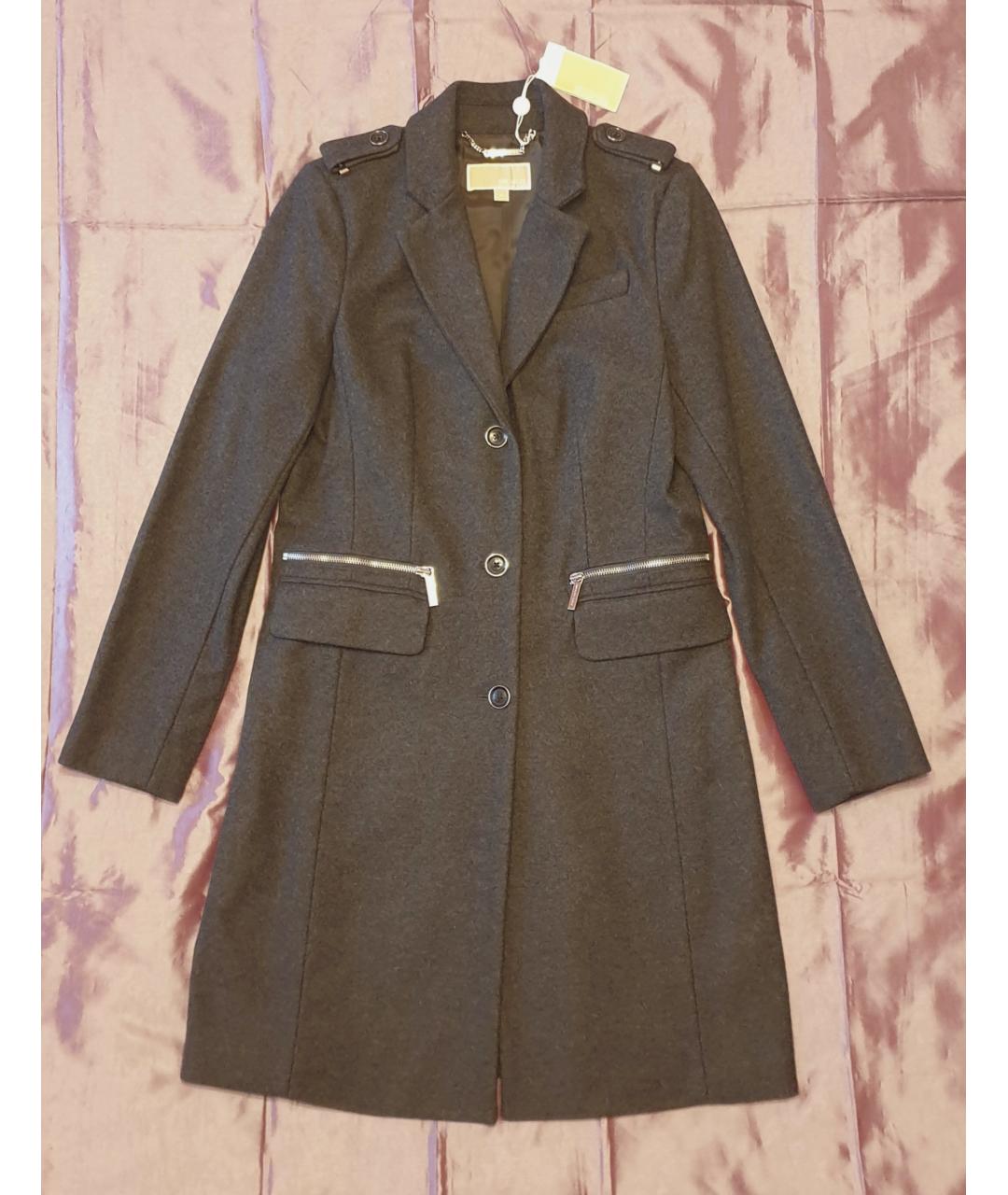 MICHAEL MICHAEL KORS Антрацитовое шерстяное пальто, фото 1