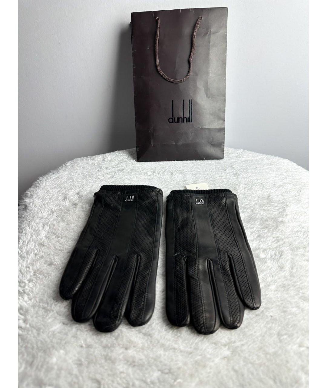 DUNHILL Черные кожаные перчатки, фото 2