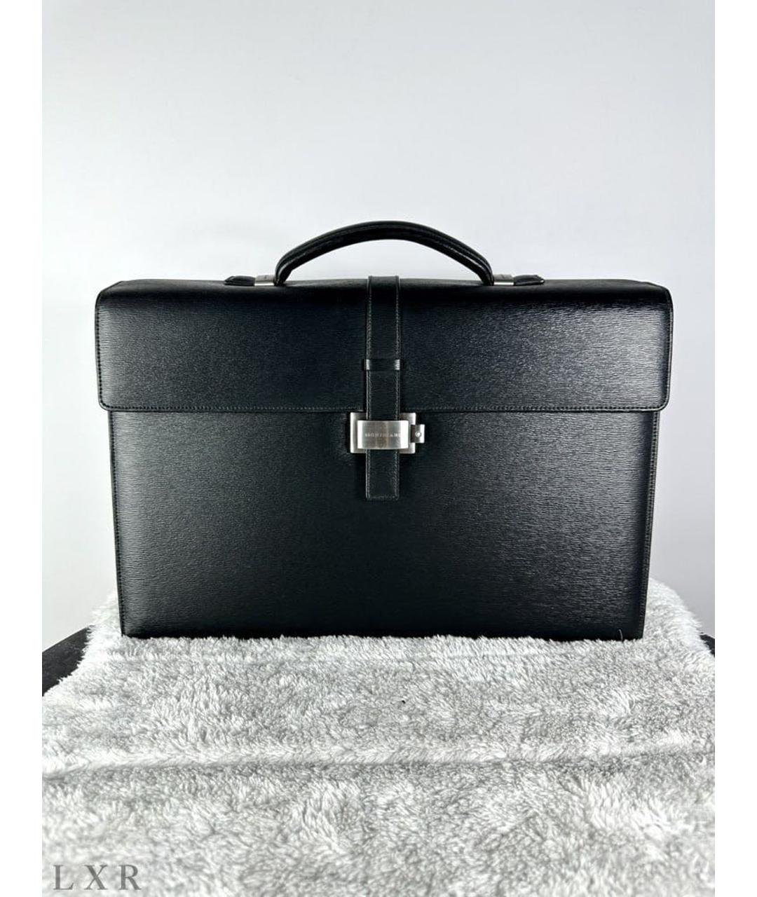 MONTBLANC Черный кожаный портфель, фото 2