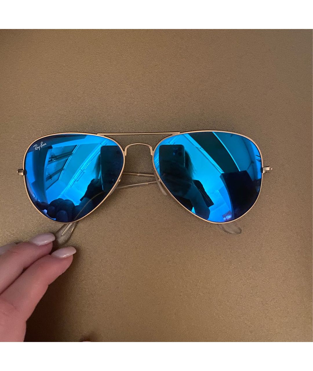 RAY BAN Синие металлические солнцезащитные очки, фото 5