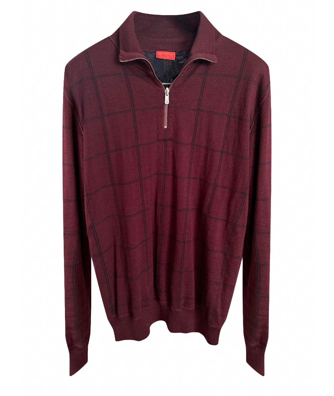ISAIA Бордовый шерстяной джемпер / свитер, фото 1