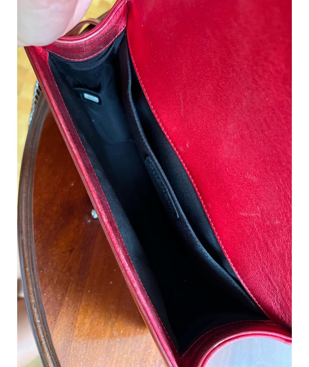 CHANEL Красная кожаная сумка через плечо, фото 4
