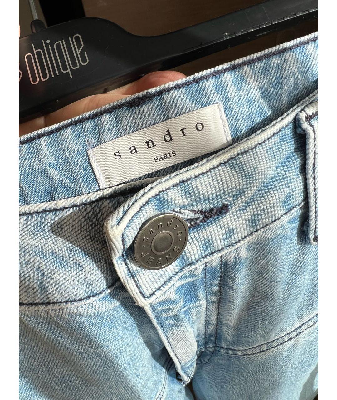 SANDRO Голубые хлопковые джинсы слим, фото 3