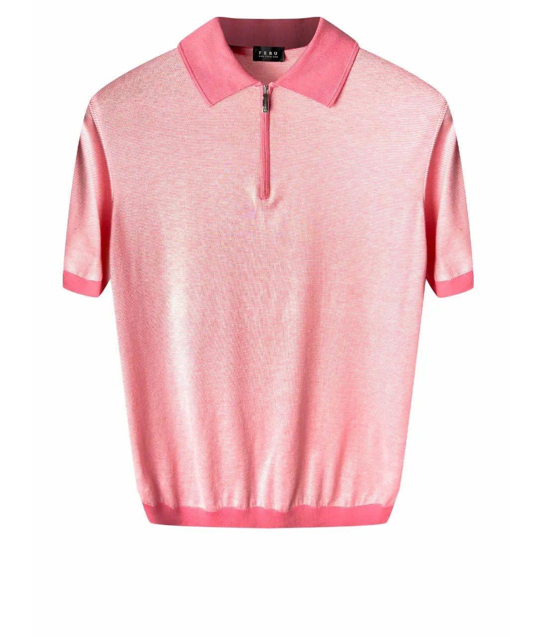 FERU Розовое хлопковое поло с коротким рукавом, фото 4