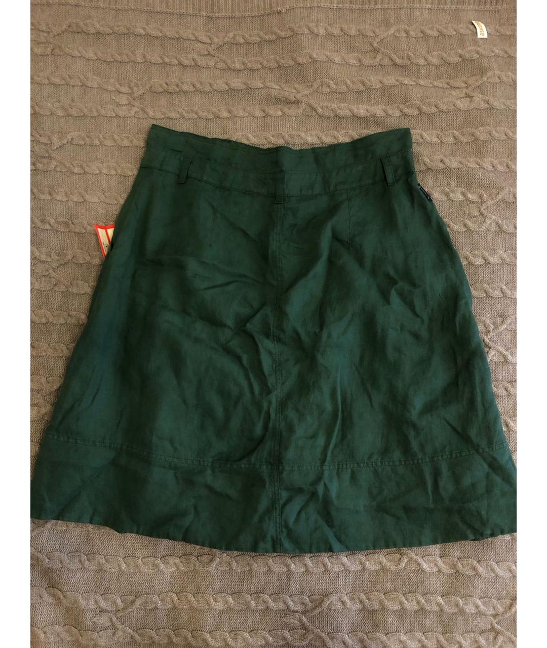 ARMANI JEANS Зеленая льняная юбка миди, фото 2