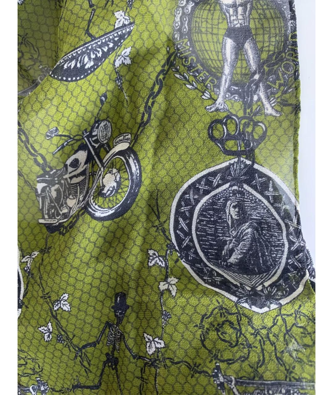 JEAN PAUL GAULTIER Зеленый шелковый платок, фото 7