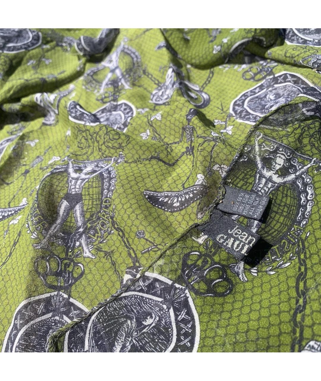 JEAN PAUL GAULTIER Зеленый шелковый платок, фото 3
