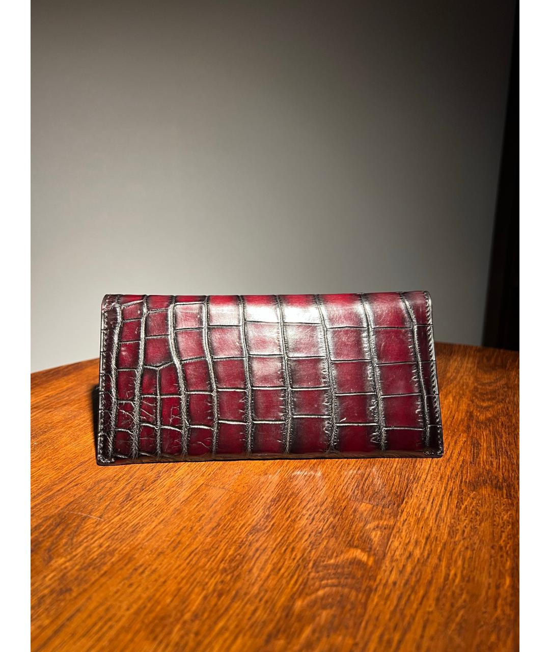 BERLUTI Бордовый кошелек из экзотической кожи, фото 9