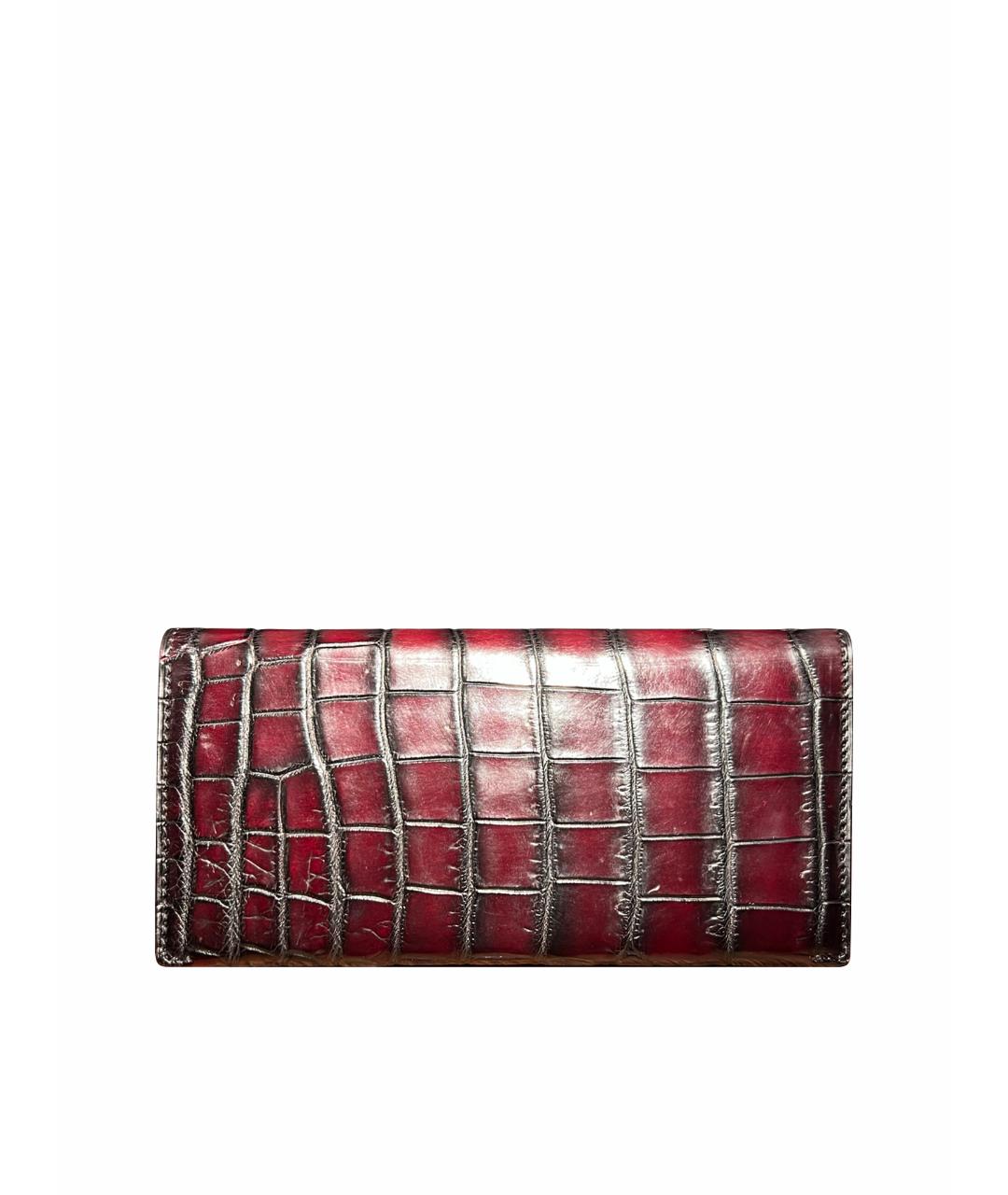 BERLUTI Бордовый кошелек из экзотической кожи, фото 1