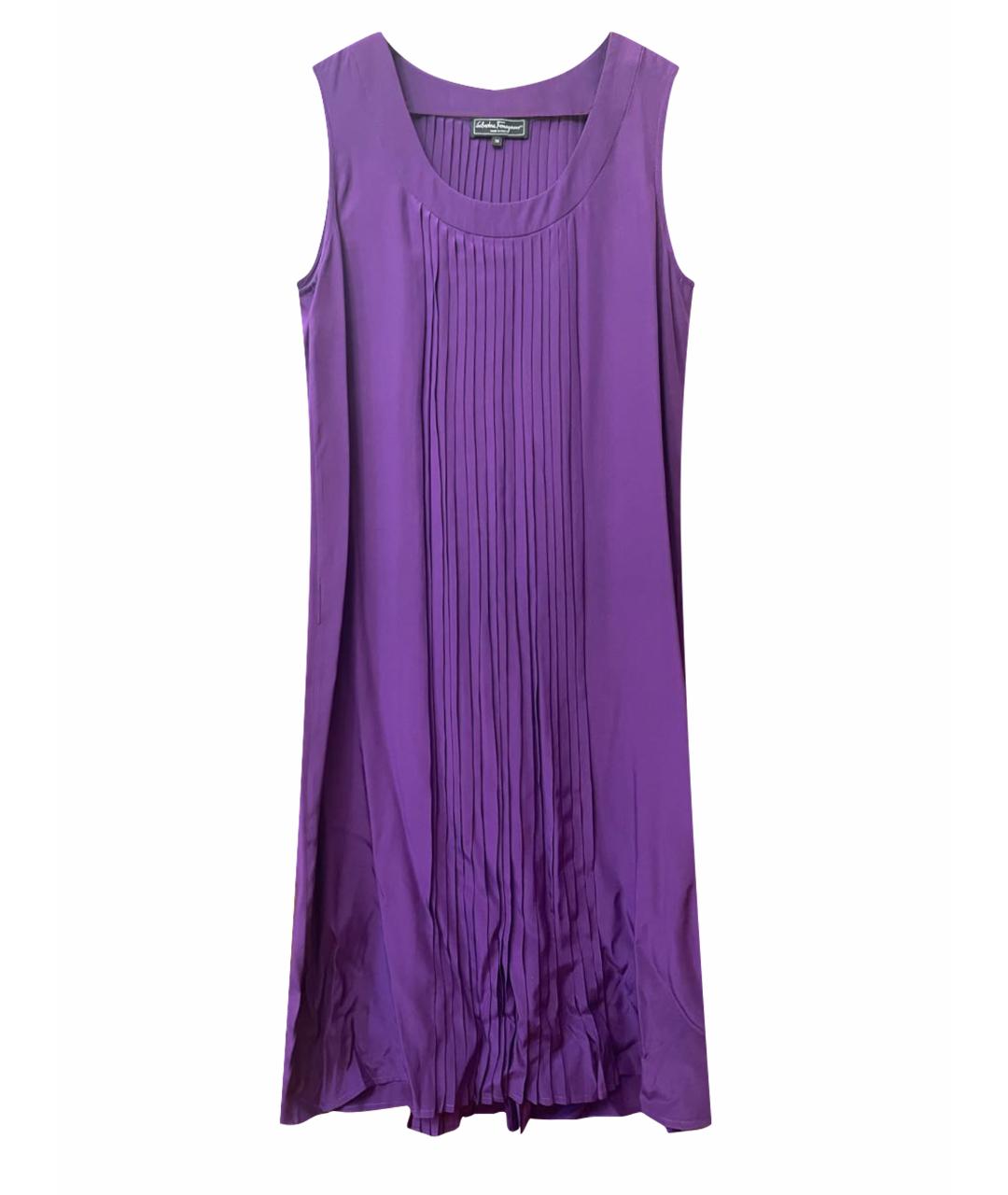 SALVATORE FERRAGAMO Фиолетовое шелковое коктейльное платье, фото 1