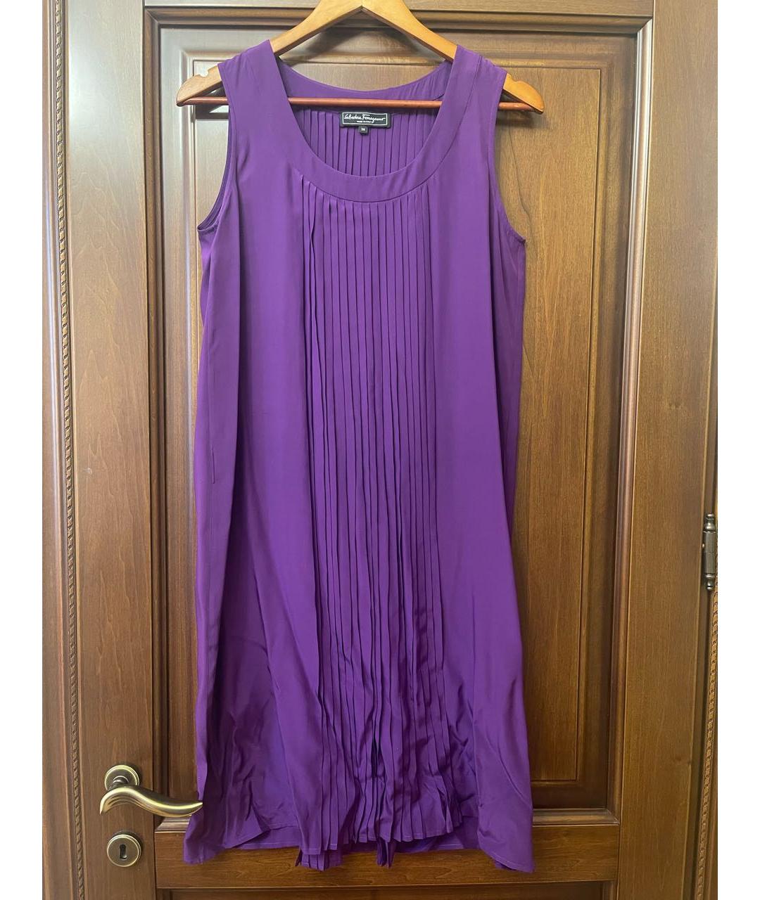 SALVATORE FERRAGAMO Фиолетовое шелковое коктейльное платье, фото 9