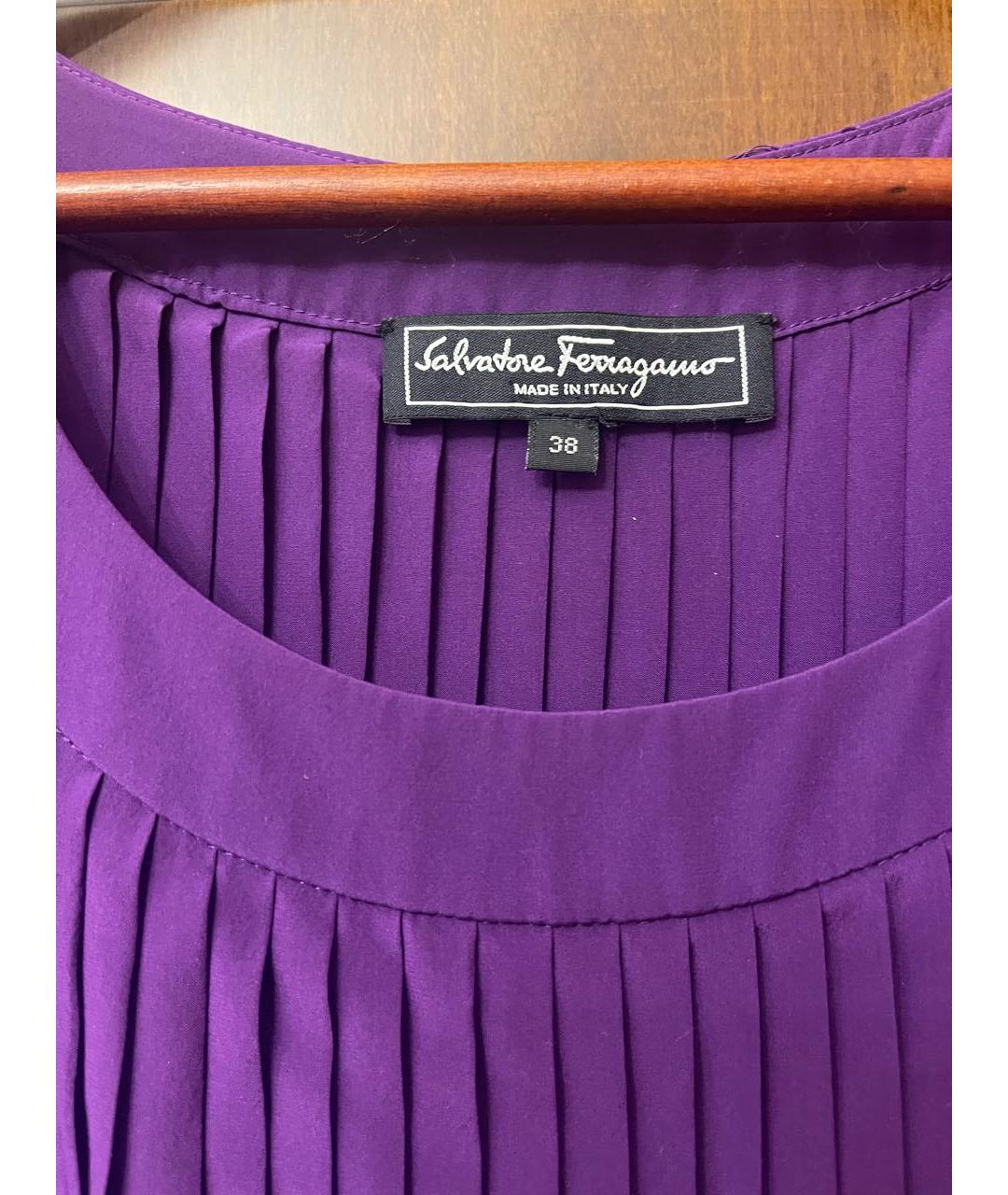 SALVATORE FERRAGAMO Фиолетовое шелковое коктейльное платье, фото 3