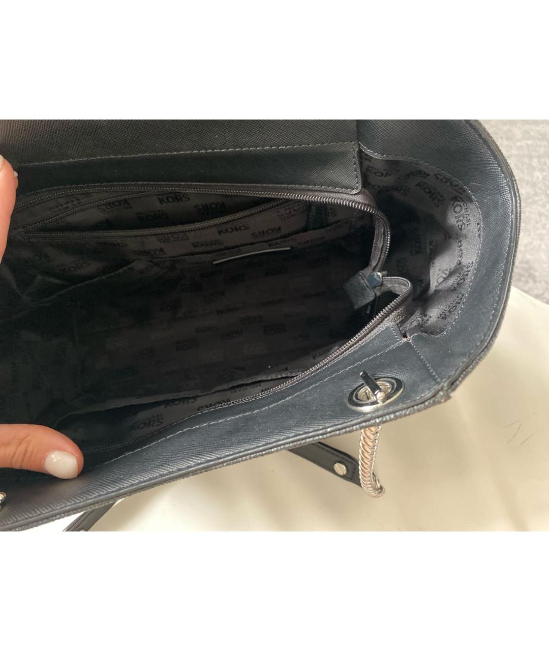 MICHAEL KORS Черная кожаная сумка с короткими ручками, фото 4