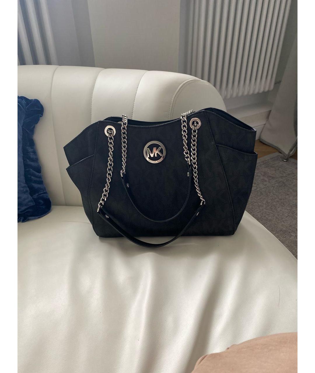 MICHAEL KORS Черная кожаная сумка с короткими ручками, фото 7