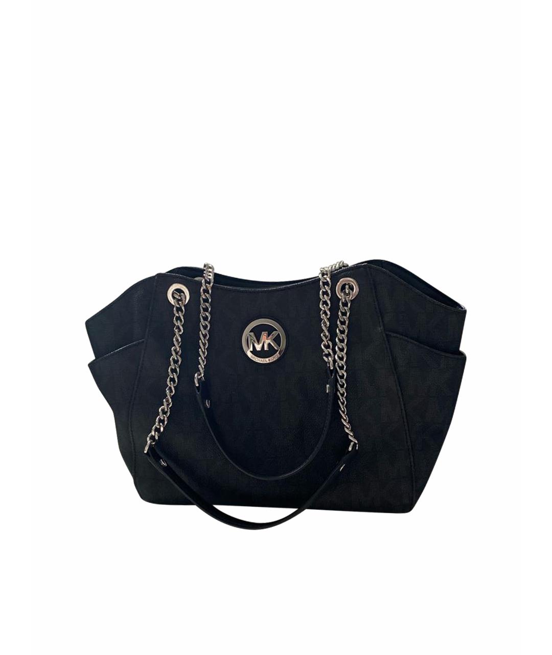 MICHAEL KORS Черная кожаная сумка с короткими ручками, фото 1