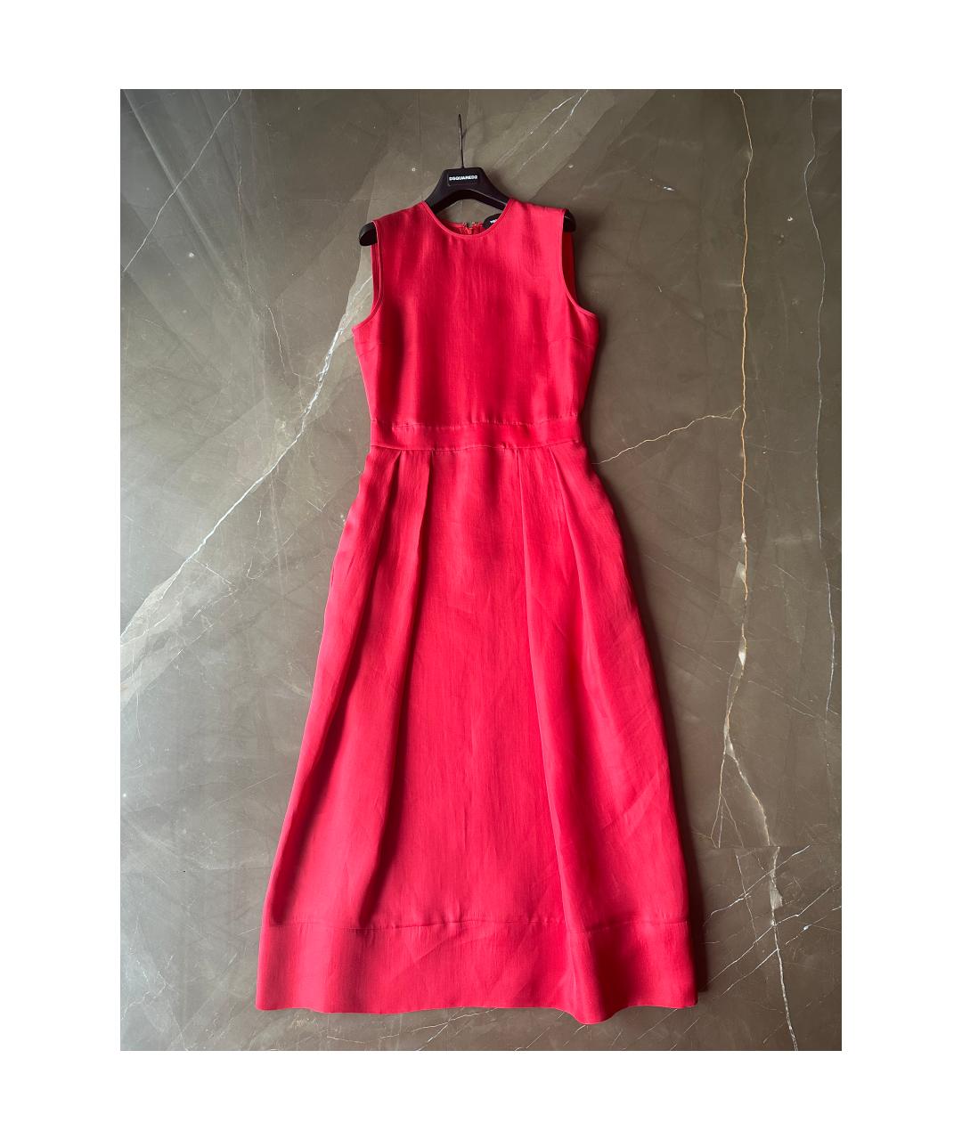 DSQUARED2 Красное шелковое коктейльное платье, фото 6