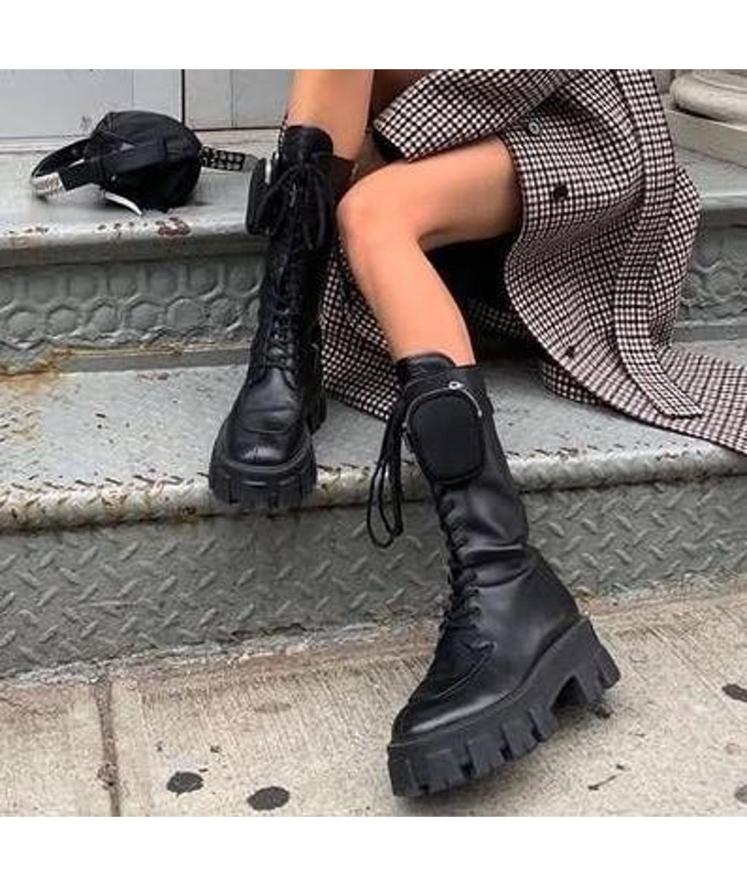 PRADA Черные кожаные ботинки, фото 6