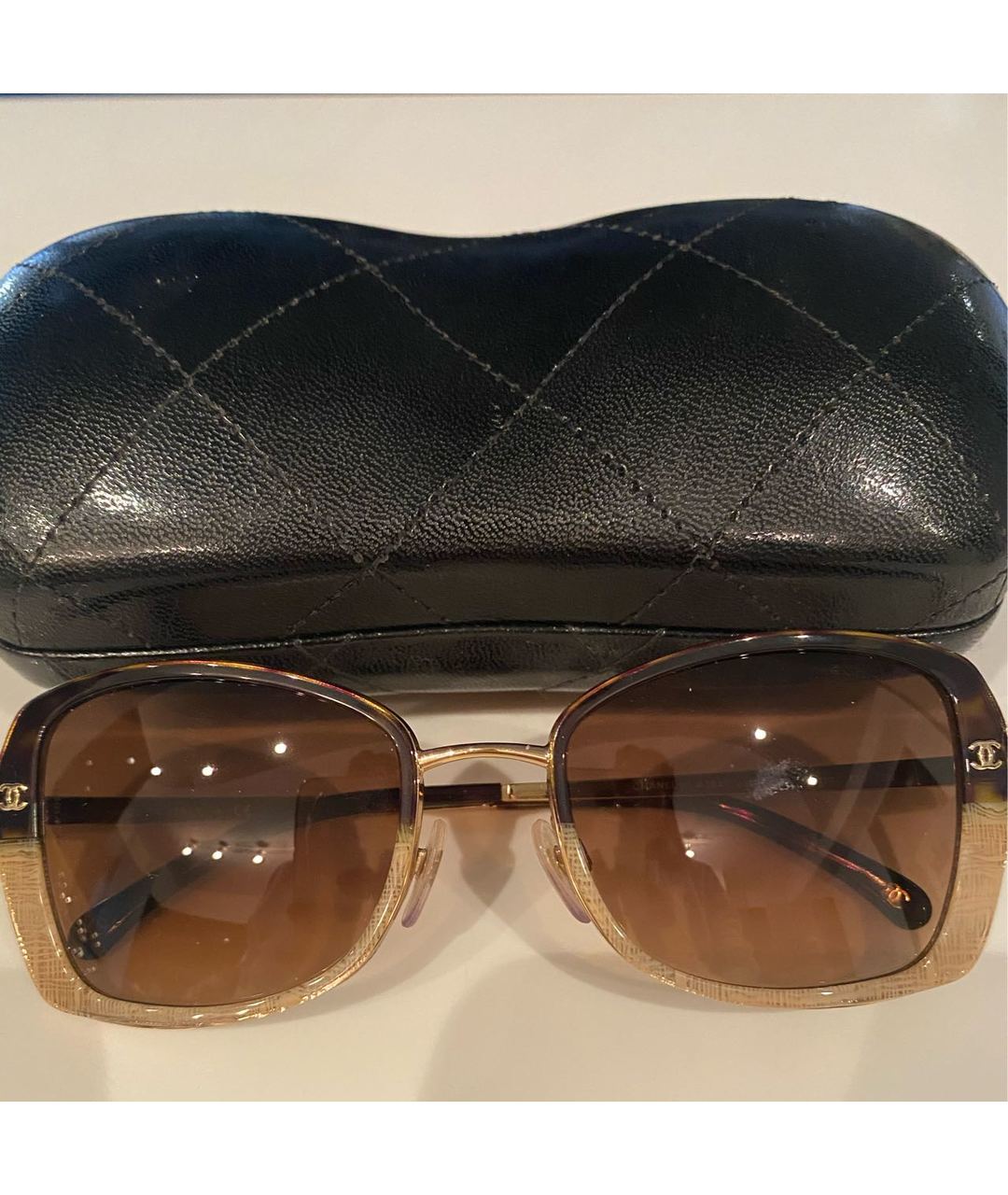 CHANEL PRE-OWNED Бежевые пластиковые солнцезащитные очки, фото 3