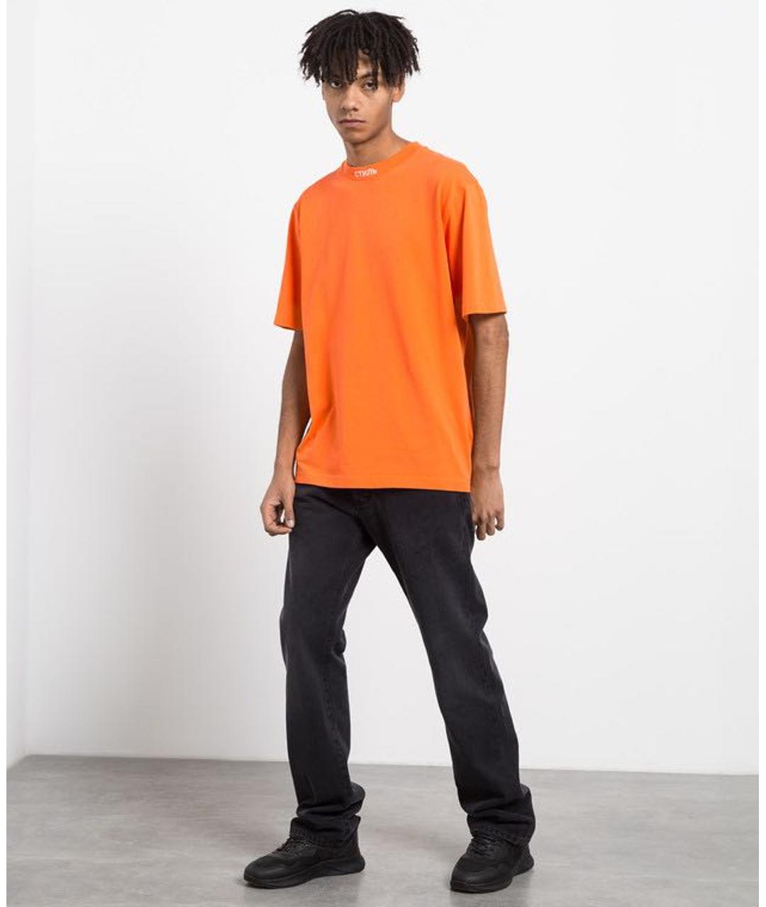 HERON PRESTON Оранжевая хлопковая футболка, фото 2