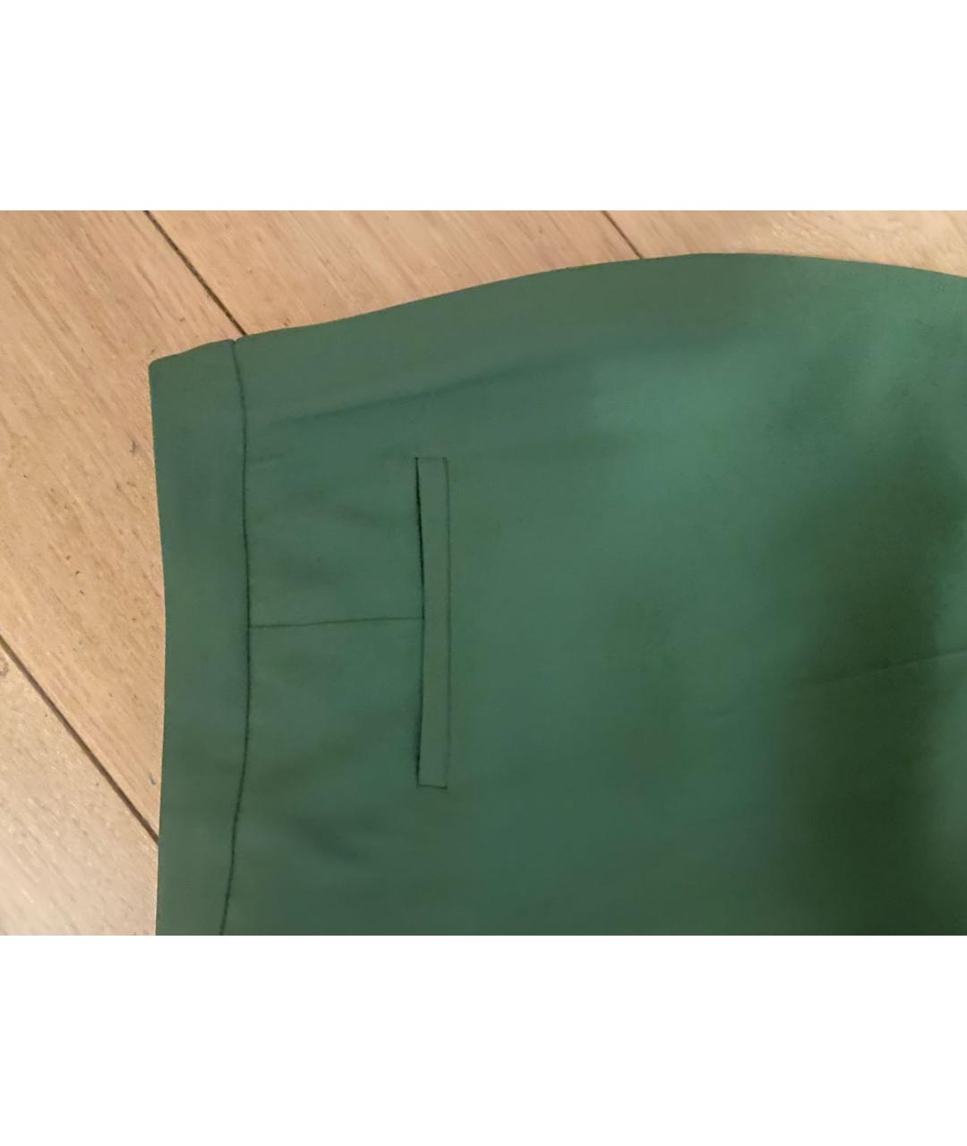 EMPORIO ARMANI Зеленые ацетатные прямые брюки, фото 3