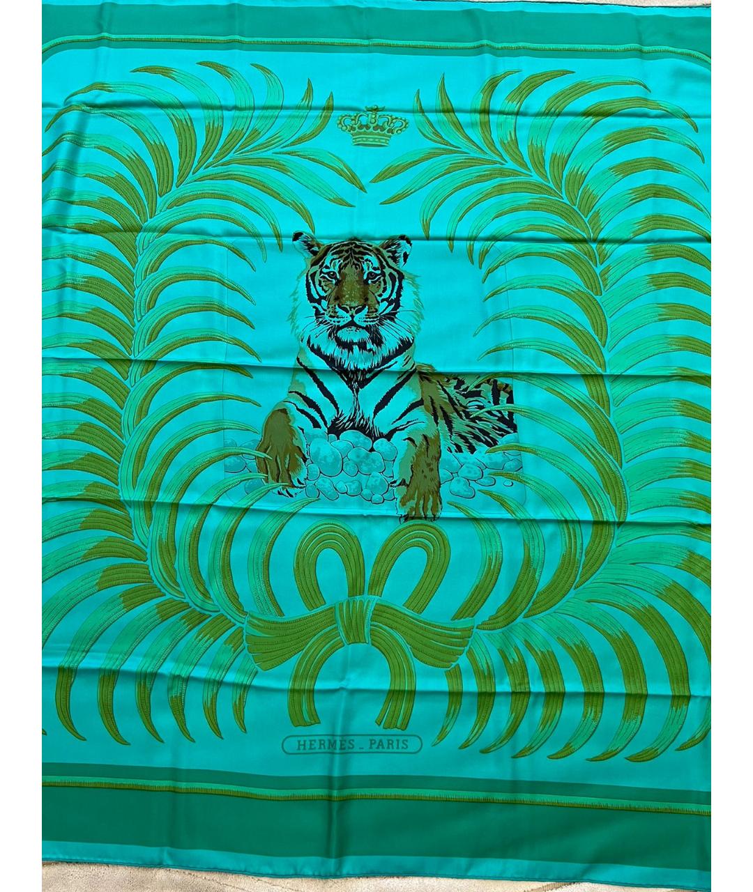 HERMES PRE-OWNED Зеленый шелковый платок, фото 6