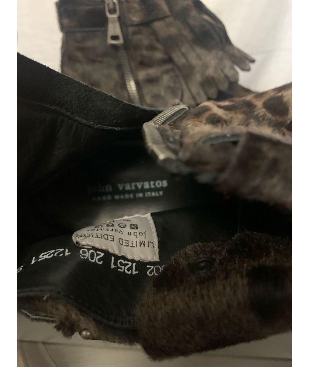 JOHN VARVATOS Коричневые высокие ботинки из экзотической кожи, фото 8