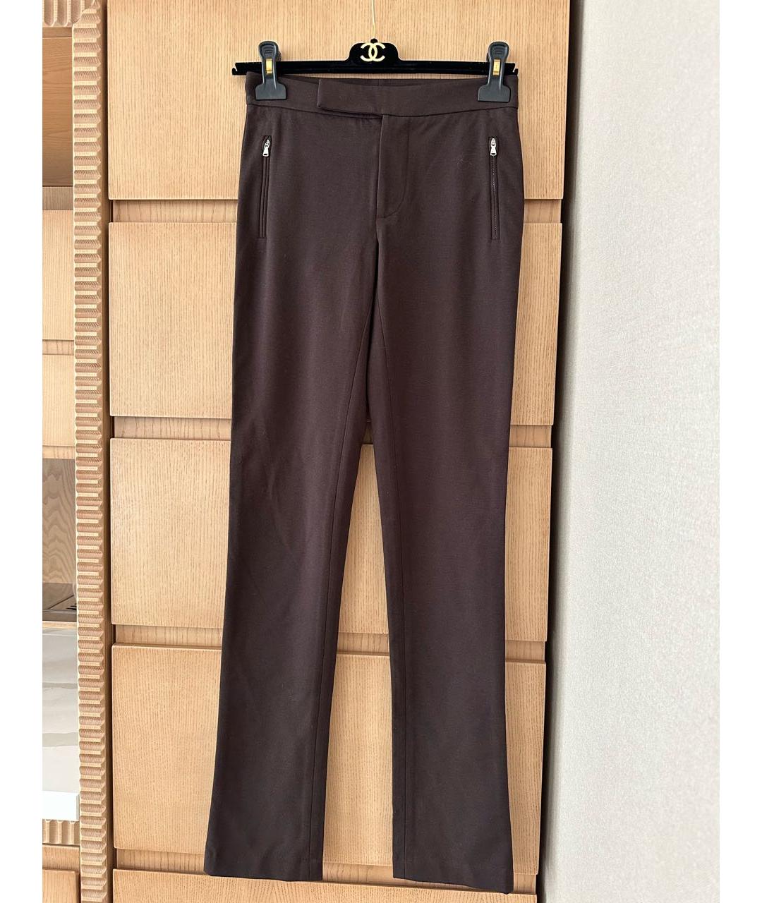 RALPH LAUREN Коричневые вискозные брюки узкие, фото 9