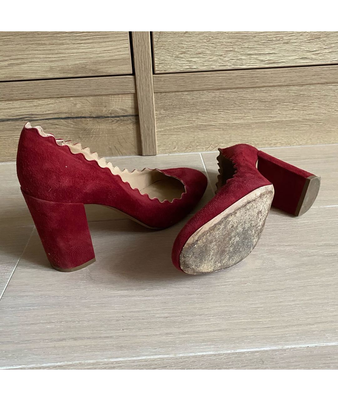 CHLOE Красные замшевые туфли, фото 4