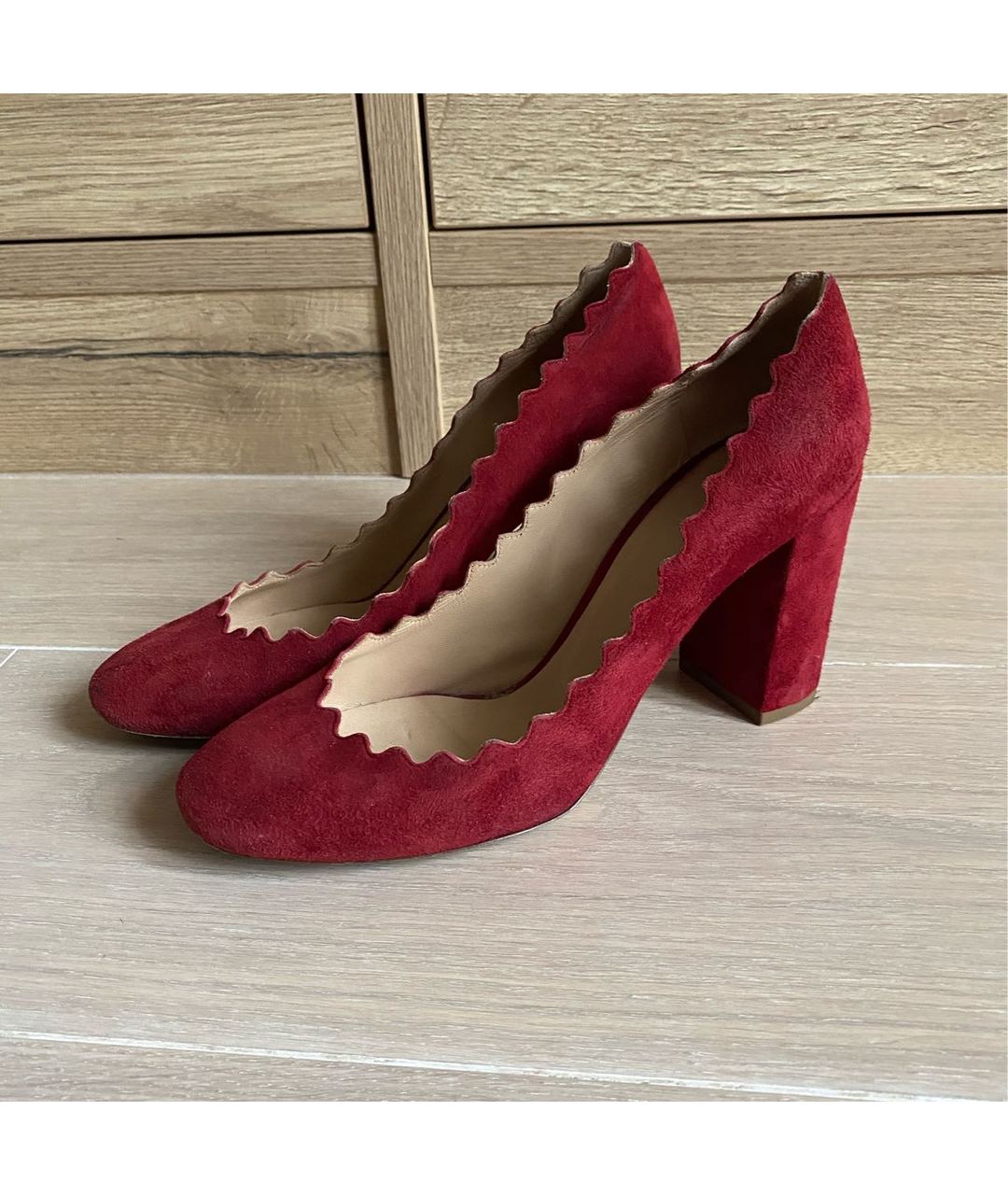 CHLOE Красные замшевые туфли, фото 5