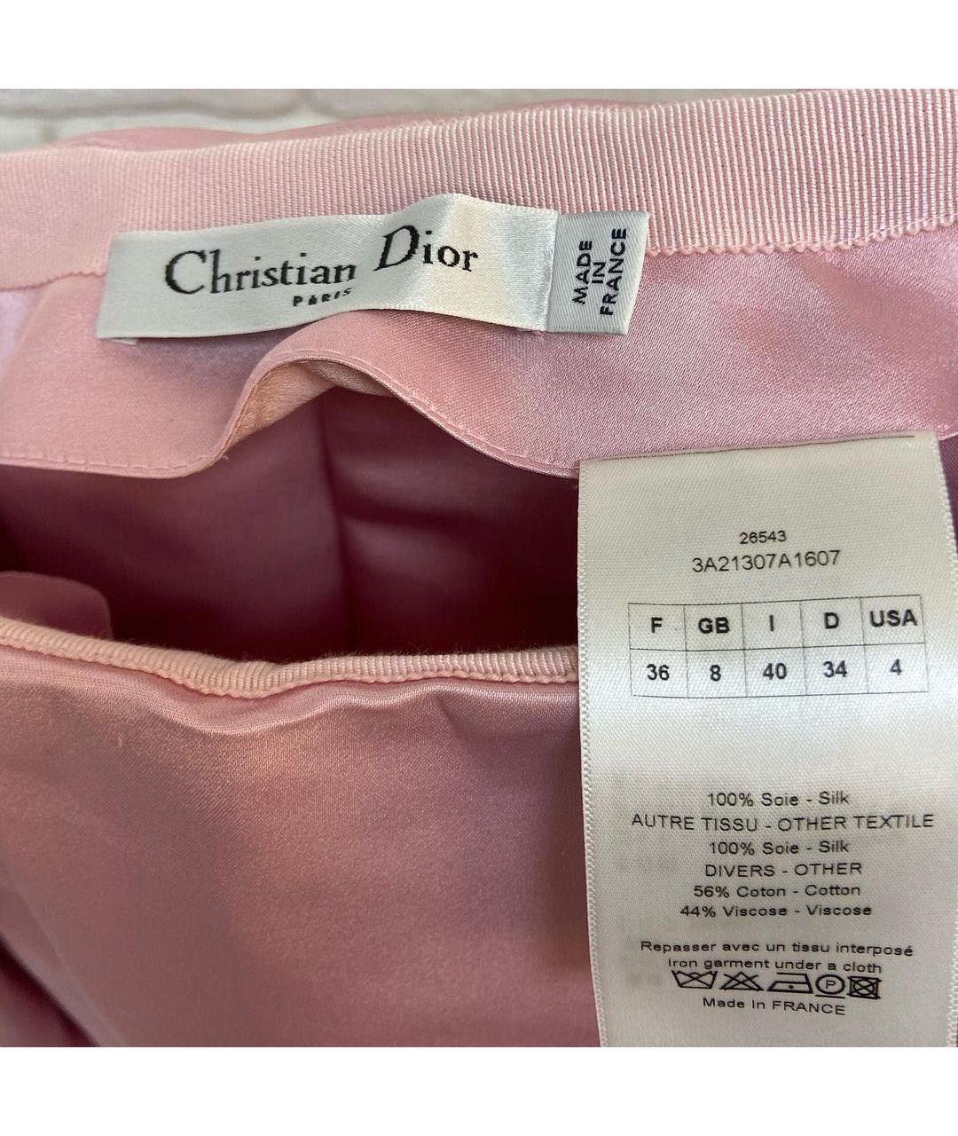 CHRISTIAN DIOR PRE-OWNED Розовая шелковая юбка мини, фото 3