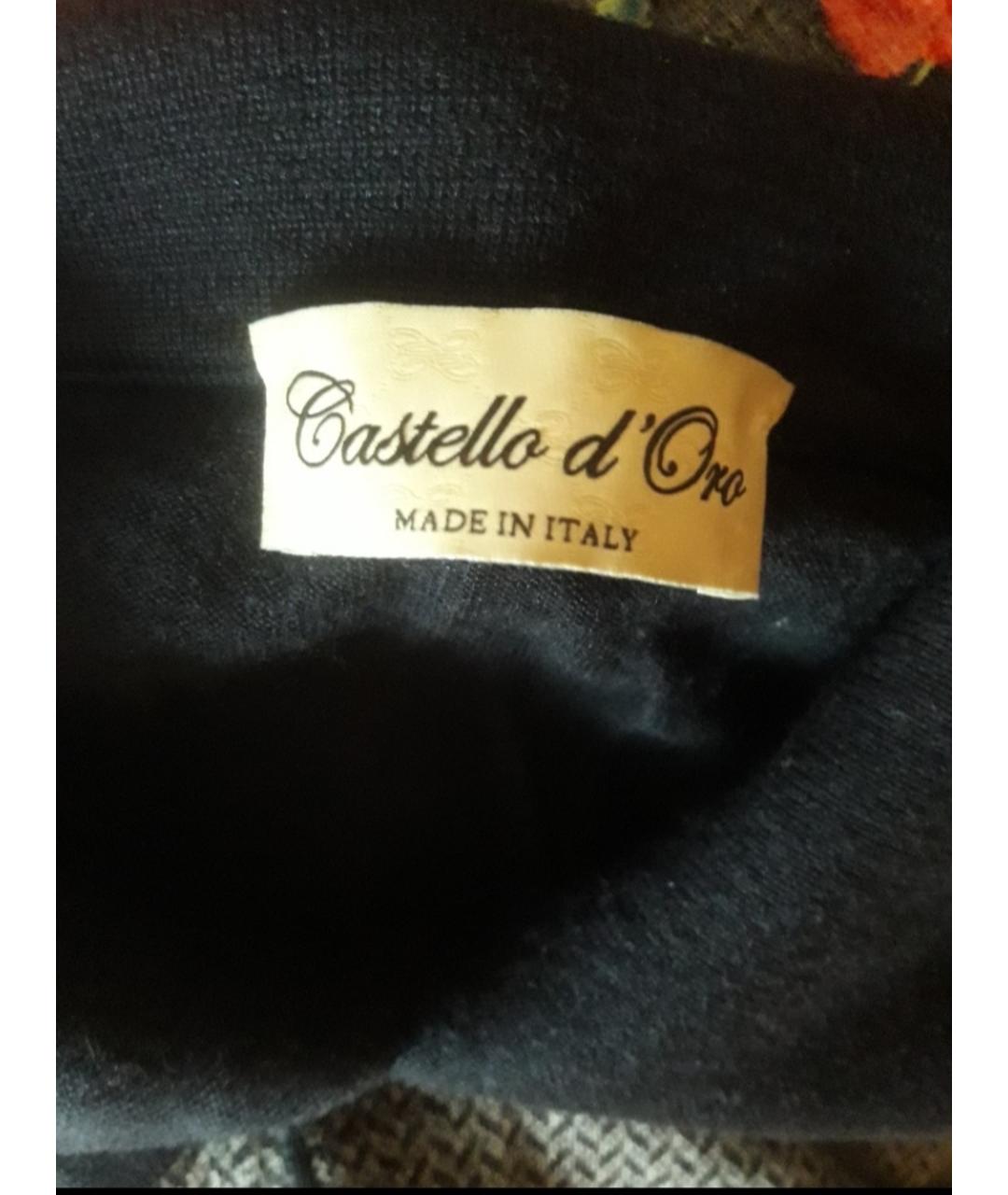 CASTELLO D'ORO Черное хлопко-шерстяное поло с длинным рукавом, фото 3